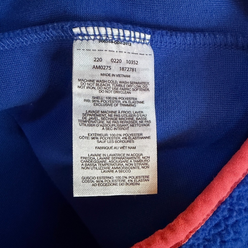 Vtg Columbia‎ fleece pullover aztec sothwestern trim neon blue L - Picture 10 of 11